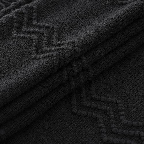 MIULEE Black Knitted Boho Throw Blanket for Couch 50"x60" - color: Black, size: 50" x 60"