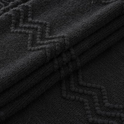 MIULEE Black Knitted Boho Throw Blanket for Couch 50"x60" - color: Black, size: 50" x 60"
