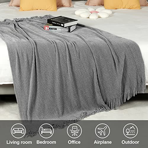 Blagic Chenille Throw Blanket for Couch and Bed,Light Gey,50"x60" - color: F-grey, size: 50 × 60 in