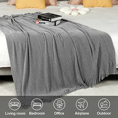 Blagic Chenille Throw Blanket for Couch and Bed,Light Gey,50"x60" - color: F-grey, size: 50 × 60 in