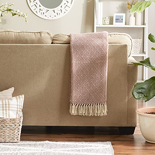 DII Diamond Throw Collection Cotton Woven, 50x60, Cinnamon - color: Cinnamon, size: 50x60"