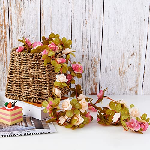 6Pcs x 8.2FT Artificial Flower Garland Rose Vine, Champagne Pink Flower - color: Fall Pink Champagne 6pcs, 1.5" Rose Flowers, size: 8.2FT Vines