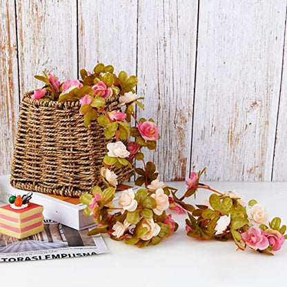 6Pcs x 8.2FT Artificial Flower Garland Rose Vine, Champagne Pink Flower - color: Fall Pink Champagne 6pcs, 1.5" Rose Flowers, size: 8.2FT Vines