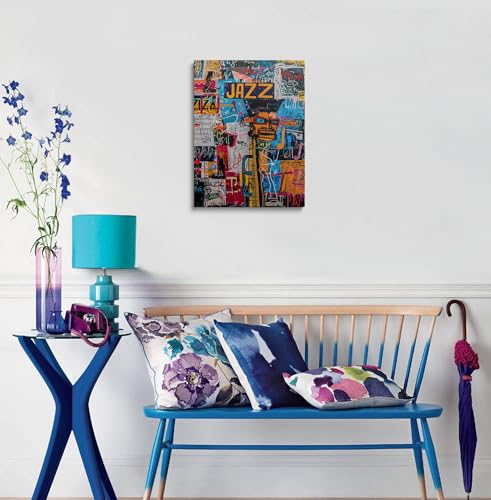 Urban Jazz Canvas Wall Art Graffiti Framed Music Studio Prints 16x24 Inch - color: Urban Jazz, size: 24"L x 16"W
