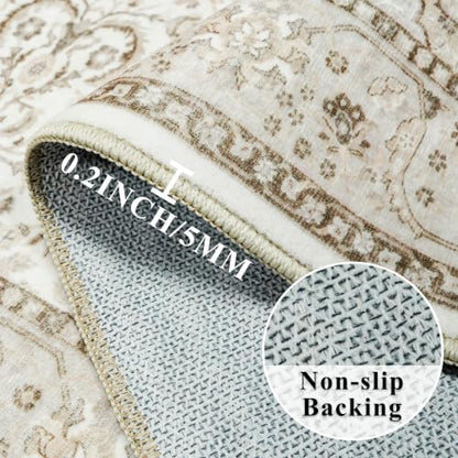 HY HAOYUNLAI Washable 2x3 Entryway Area Rug Non-Slip Slim-Profile Carpet - color: Ivory, size: 2' x 3' (Rectangular)
