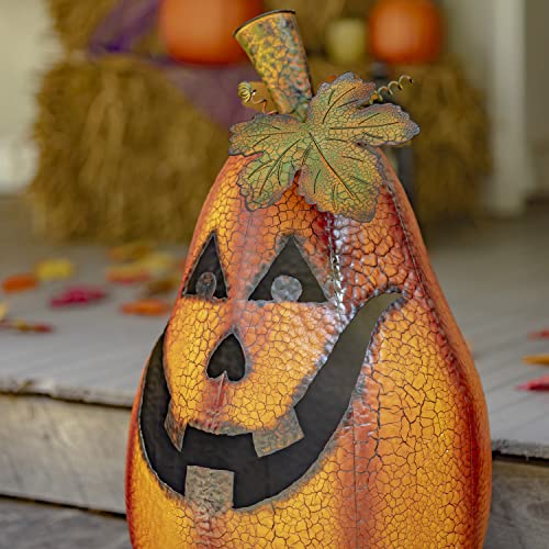 2.4 Ft Tall Large Metal Jack-O-Lantern Halloween Pumpkin Candleholder Decoration