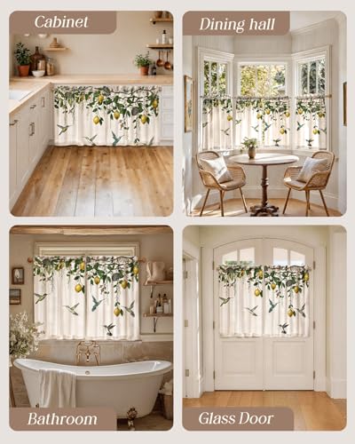 Miss Adola 36 Inch Length Kitchen Tier Curtains, Farmhouse Lemon - color: Farmhouse Lemon, size: 28"W x 36"L (Pack of 2)