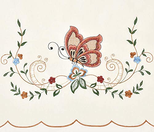 GOHD Dancing Butterfly 3pcs Embroidery Cafe Curtains with cutworks,Burgundy - color: Burgundy