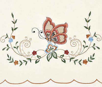GOHD Dancing Butterfly 3pcs Embroidery Cafe Curtains with cutworks,Burgundy - color: Burgundy