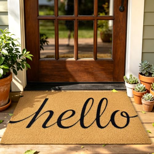 Front Door Mat Outside Non-Slip Welcome Doormat (Hello, 17x29 in) - color: Hello