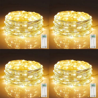 4 Pack Fairy String Lights,6.56FT 20LED,2AA Battery Operated,Timer Founction,Copper Wire String Lights, IP65 Waterproof,Indoor/Outdoor flexible for DIY ,Party, Bedroom, flowers decoration(Warm White) - size: 4PACK-2AA Battery -6.56FT/20LED-Warm white