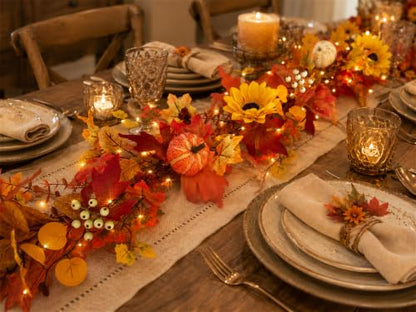 6 FT Lighted Fall Garland for Mantel, Fall Leaves Garland for Halloween