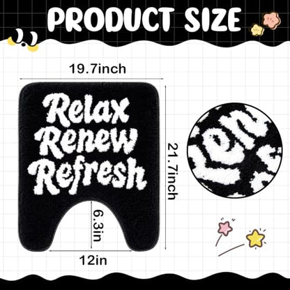 U Shaped Toilet Rug Washable Cute Bath Mat 24x20,Relax Renew Refresh - style: Relax Renew Refresh
