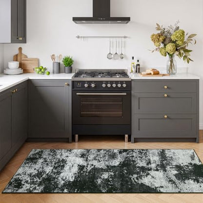 Merelax 2x6 Hallway Runner Rug Washable Non-Slip Back Grey Low Pile Carpet - color: Black Grey, size: 2' x 6'(24''x72'')