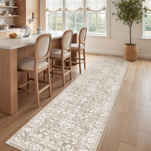 Soalmost Runner Rug Non-Slip for Hallway 2.5x10, Washable Soft Kitchen Rug - color: Light Brown, size: 2'6" x 10' (Runner)