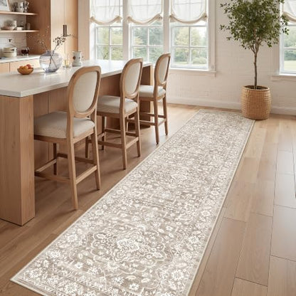Soalmost Runner Rug Non-Slip for Hallway 2.5x10, Washable Soft Kitchen Rug - color: Light Brown, size: 2'6" x 10' (Runner)