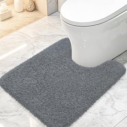 Toilet Rugs U-Shaped 24"x20", Absorbent Contour Bath Rug - color: Dark Gray, size: 24" x 20"(U-Shape)