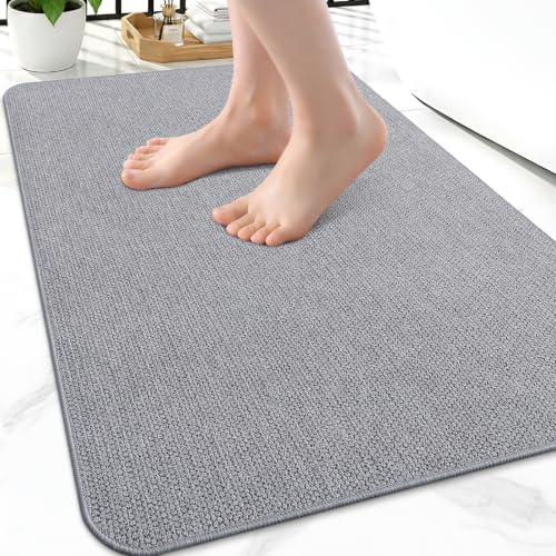 Smiry Ultra Thin Bath Mat 24X16, Non Slip Rubber Washable Bathroom Rugs