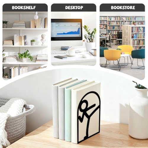 Peacoblue 5.3"x4.3"x7.9" Metal Bookends, Heavy Duty Book Ends for Shelves - style: Stickman