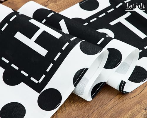 Letjolt Happy Birthday Table Runner 72 Inches Black Dot - color: Black Point, size: 12x72 Inches
