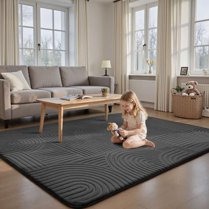 Sour Lemon 10x14 Area Rugs for Living Room Bedroom, Grey Rug Large Carpet - color: Dark Grey, size: 10' x 14' (Rectangular)