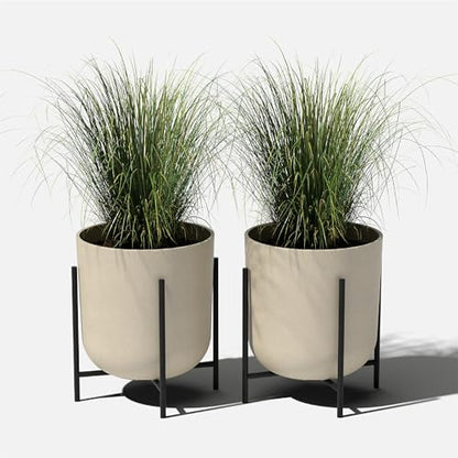 Veradek Mason Series Raised Lima Planter - Round Planter with Stand - color: Sand, size: 15 inch - 2 Pack