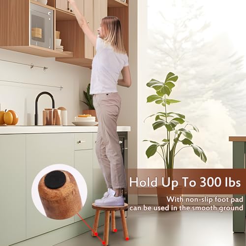 Solid Wooden Stool,Plant Stand,Step Stool,Light Walnut,10" H - color: Light Walnut, size: 10inch