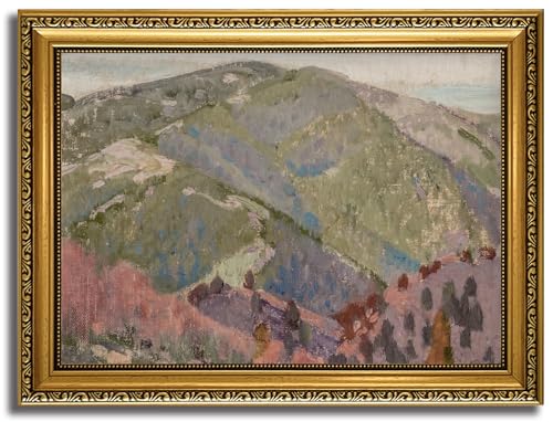 HNNXAR Gold Framed Wall Art Vintage Abstract Mountain Wall Canvas Art Decor Landscape Paintings Pastel Hills Pictures Neutral Prints Cottagecore Artwork for Bedroom Living Room - color: Mountain, size: 16"L x 12"W