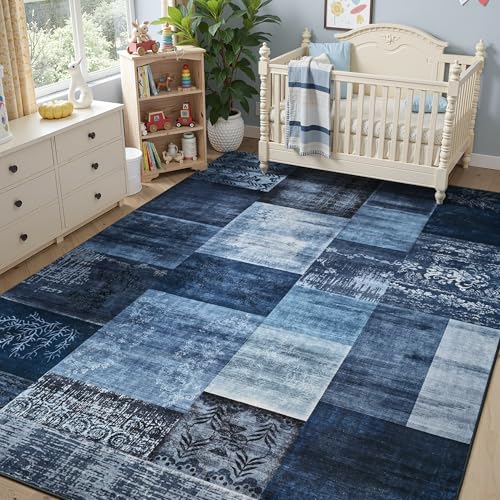 Tepook 6x9 Washable Area Rugs for Living Room Bedroom - color: Blue, size: 6' x 9' (Rectangular)
