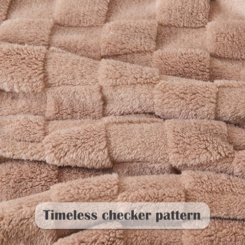 NEWCOSPLAY 3D Checkered Flannel Twin Blanket, Taupe Checkered, 60"x80" - color: Taupe Checkered, size: Twin(60"x80")