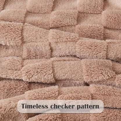 NEWCOSPLAY 3D Checkered Flannel Twin Blanket, Taupe Checkered, 60"x80" - color: Taupe Checkered, size: Twin(60"x80")