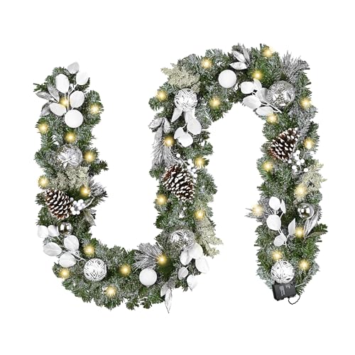 Valery Madelyn 9 Feet Pre-Lit Christmas Garland with Lights Snowy White - color: Snowy White, size: 9 feet