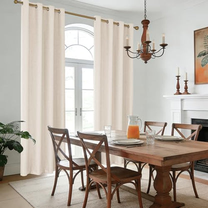 Faux Linen 100% Blackout Curtains, 52" W x 54" L (2 Panels) - color: Beige, size: 52"W x 54"L (Pack of 2)