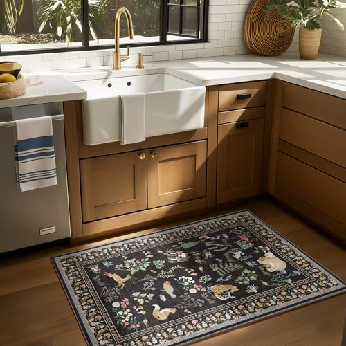 2x3 Washable Area Rugs for Entryway: Door Mat Indoor Entrance Small Throw Rug Non-Slip Low Pile Soft Kitchen Rug for Front Door Indoor Entrance Entry Bedside Kids Room - color: Animal-black, size: 2' x 3' (Rectangular)