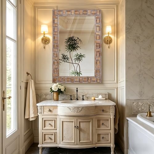 36x24 Inch Rustic Rectangle Wall Mirror - color: C - Rectangle - 36x24 in