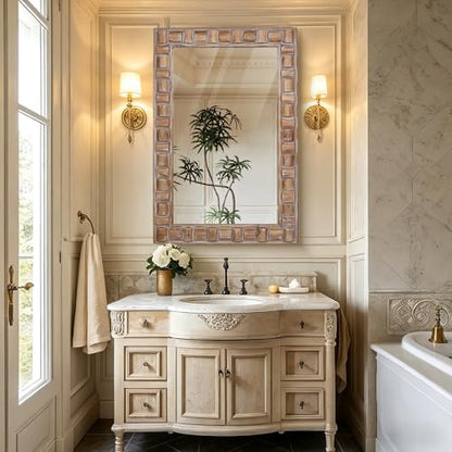 36x24 Inch Rustic Rectangle Wall Mirror - color: C - Rectangle - 36x24 in