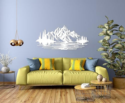 DecoSoul Mountain Forest Metal Wall Decor, Nature and Trees Wall Art, Metal Outdoor Wildlife Lover Gift, Farmhouse Yard Wall Decor, Fireplace Wall Sculptures, Housewarming Gift - style: Mountain & Nature