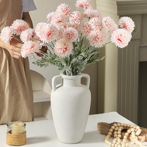 Ceramic Flower Vase, 11.41 Inch Tall Rustic Vase with 2 Handles - color: 103-5-11.4in