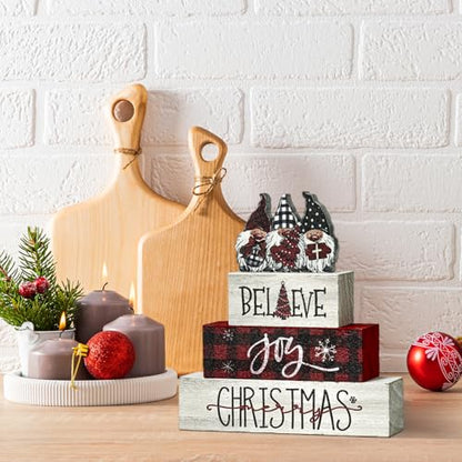 Smile Christmas Wooden Sign Tabletop Decor Gnome Believe Joy - style: Gnome
