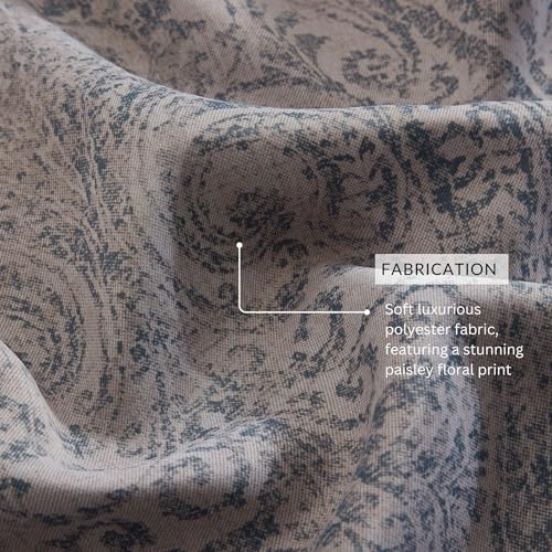 Threadmade Vittoria Paisley Printed Blackout Curtain Panel, Gray - 52" W x 84" L - color: Grey, size: 52"W x 84"L (Pack of 1)