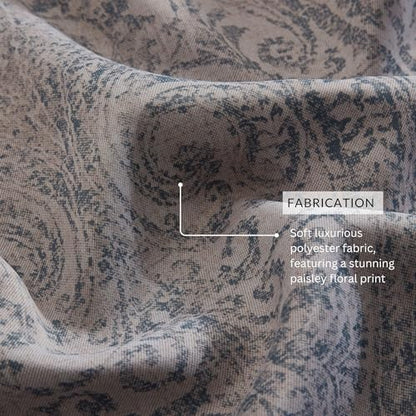Threadmade Vittoria Paisley Printed Blackout Curtain Panel, Gray - 52" W x 84" L - color: Grey, size: 52"W x 84"L (Pack of 1)