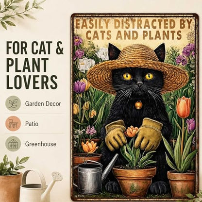 PEACHGARDEN Funny Cat Signs, Metal Garden Signs for Outside, 8x12 Inch - color: Funny Cat Signs, size: 20X30cm(12*8in)