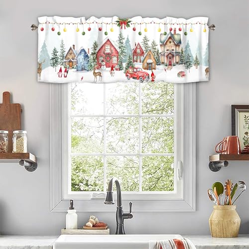 Christmas Kitchen Curtains Valances for Windows, 60x18 Inch 1 Panel - color: Christmas-lst-sd0691, size: 60"W x 18"L (Pack of 1)