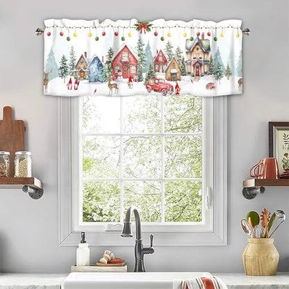 Christmas Kitchen Curtains Valances for Windows, 60x18 Inch 1 Panel - color: Christmas-lst-sd0691, size: 60"W x 18"L (Pack of 1)