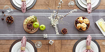 DII French Stripe Dining Table Collection Farmhouse Style Table Runner, 14x108 Inches, Gray Chambray - color: Gray Chambray, size: 14x108 Inches (Pack of 1)