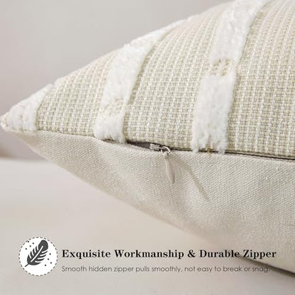 Boho Tufted Chenille Throw Pillow Covers 20x20 Inch Set of 2, Beige - color: Neutral Beige, size: 20" x 20" (Pack of 2)
