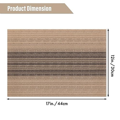 Winknowl Placemats, Set of 4 Heat Resistant Stain Resistant Woven Vinyl Insulation Place mats, Durable Washable Elegant Table Mats for Dining (Brown) - color: Black and Brown, size: Set of 4