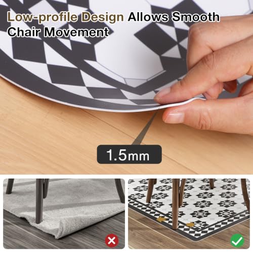 2' x 6' Waterproof Rug-Look Vinyl Hallway Runner Mat, Easy-Clean Durable - color: Black&white, size: 2' x 6' (Rectangular)