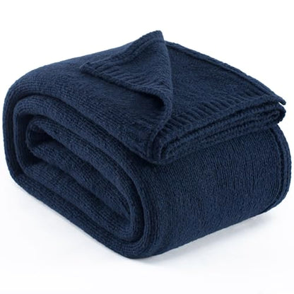 Carriediosa Wool Blend Knit Throw Blanket 50% Recycled Poly 50x60 Navy - color: Indigo Blue, size: 50" X 60"