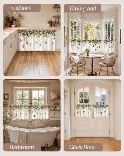 Miss Adola 18 Inch Length Kitchen Tier Curtains, Farmhouse Lemon - color: Farmhouse Lemon, size: 28"W x 18"L (Pack of 2)